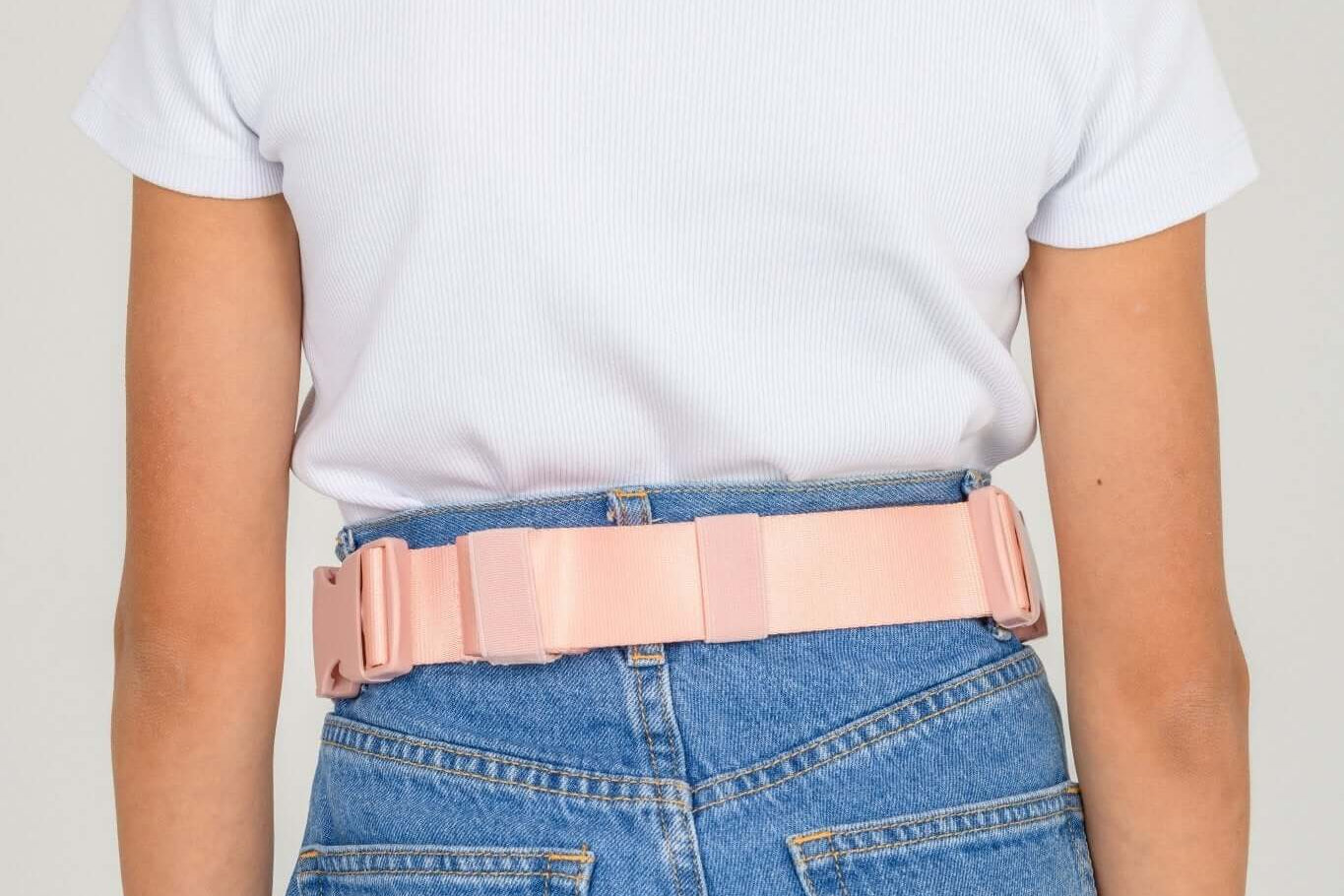 Peachy Pink Med Ready Bag - back view worn as a waist pack.