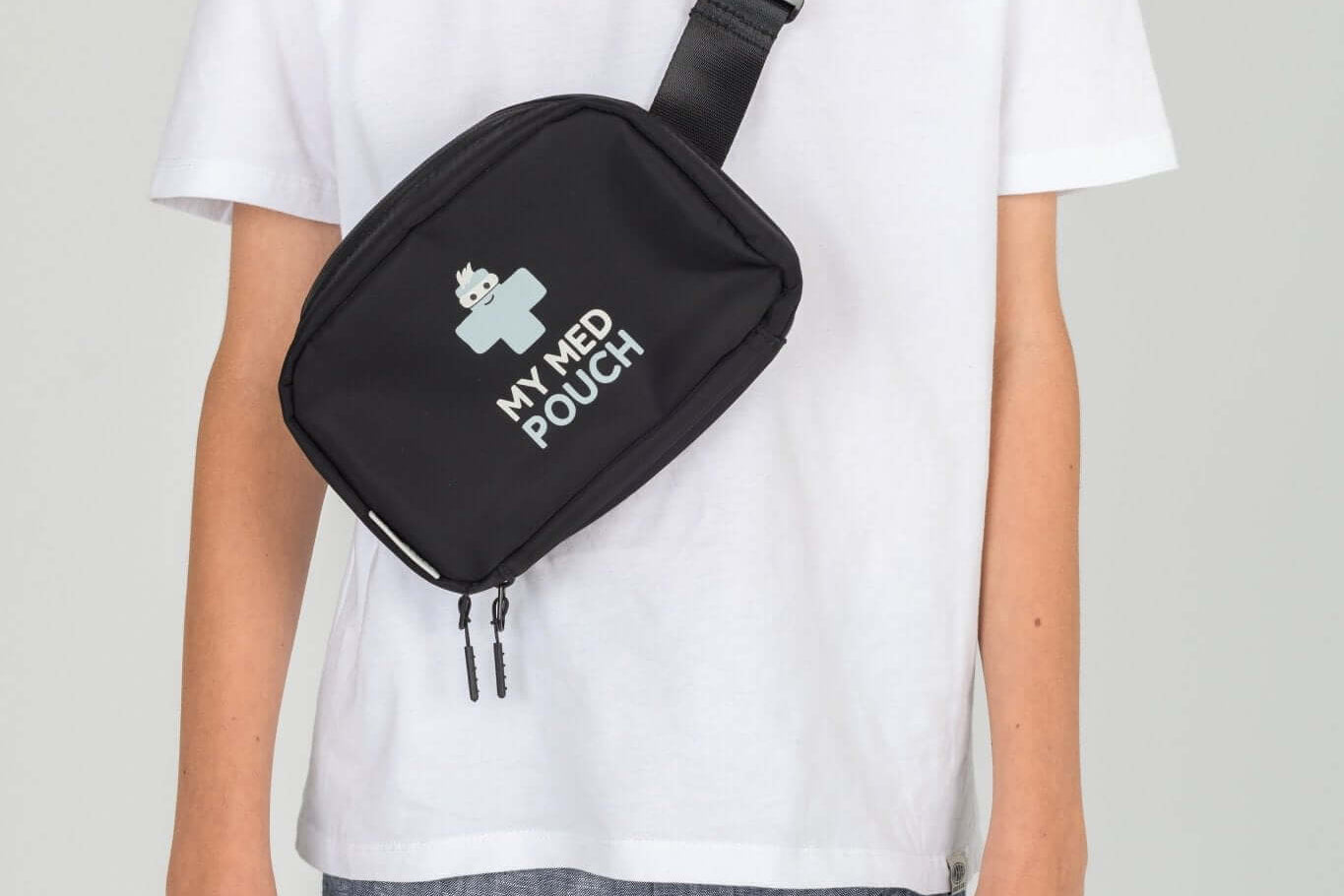 Black Med Ready Bag worn as a shoulder sling - front view.