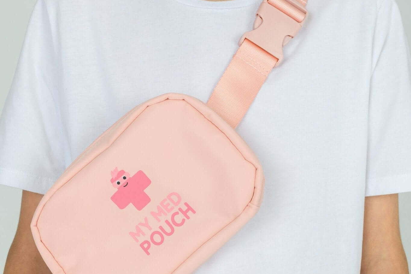 Peachy Pink Med Ready Bag - front view worn as a shoulder sling.