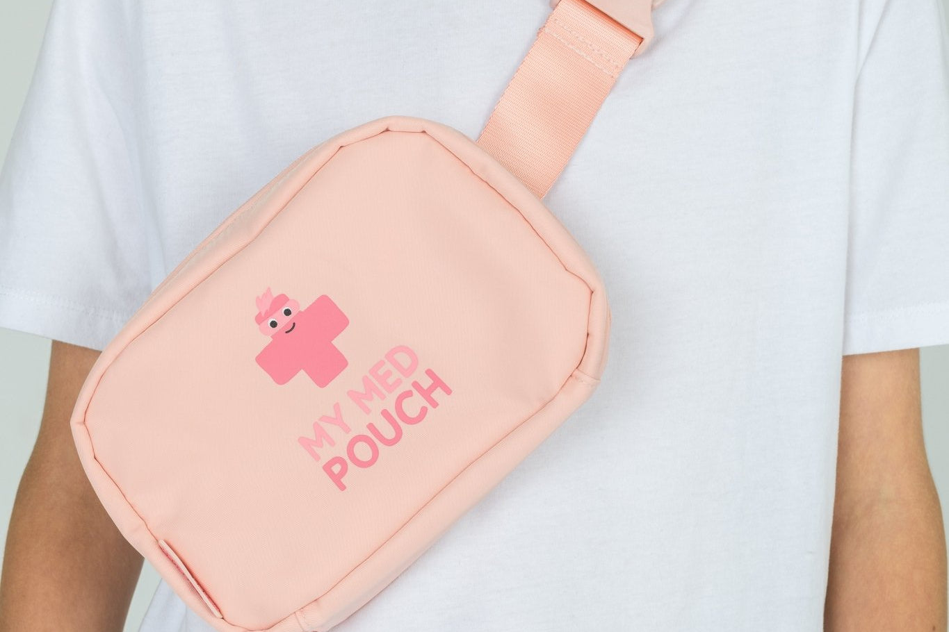 Peachy Pink Med Ready Bag - front view worn as a shoulder sling.