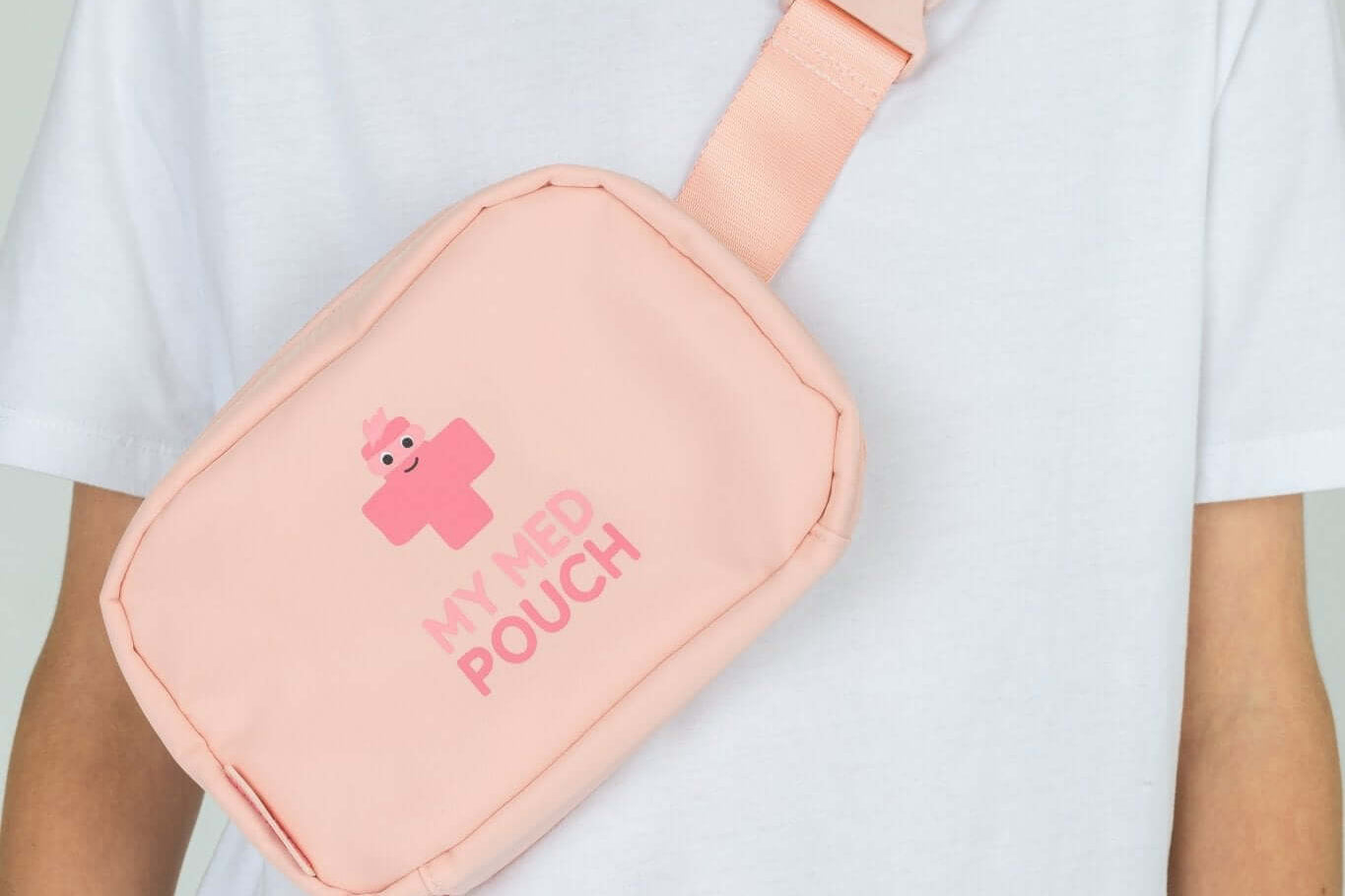 Peachy Pink Med Ready Bag - front view worn as a shoulder sling.