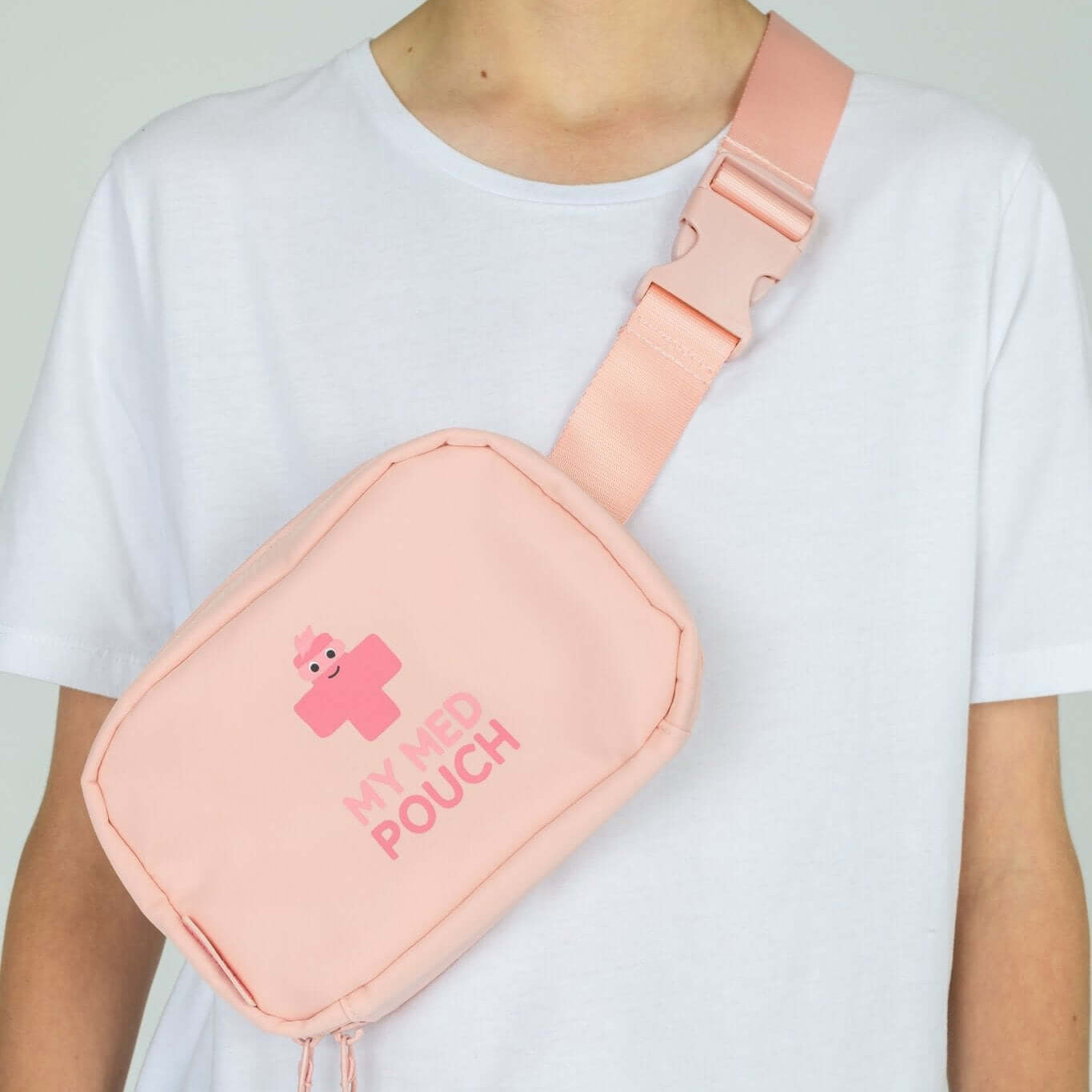 Peachy Pink Med Ready Bag - front view worn as a shoulder sling.
