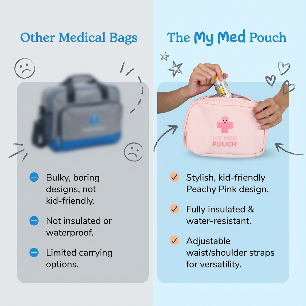 The Med Ready Bag is not clinical looking, not boring, not bulky, and is more versatile than other bags as it can be used in various ways. 